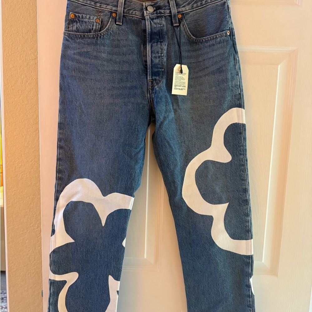 Levi's Classic Blue Denim Jeans with Flower design